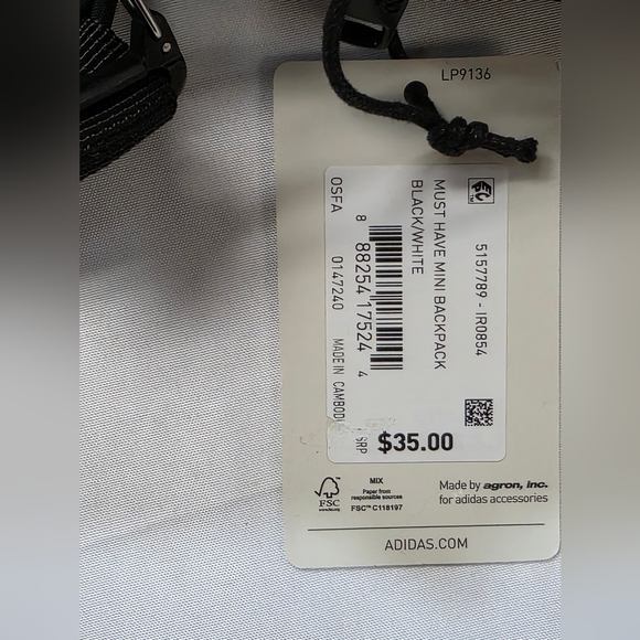 Adidas Must Have Mini Backpack Unisex Black And White New - Picture 11 of 11